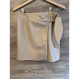 Jason Wu Tan Faux Leather Wrap Sz M Belted Mini Skirt NEW